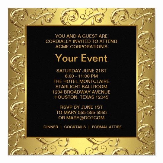 You are Cordially Invited Template Inspirational Gold and Black Corporate Party event Card