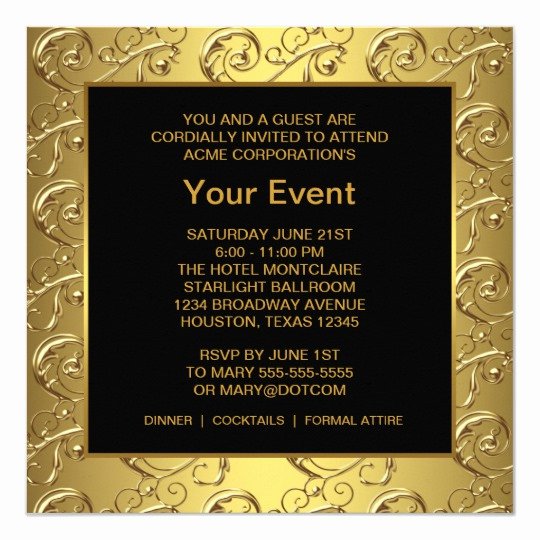 You are Cordially Invited Template Inspirational Gold and Black Corporate Party event Card