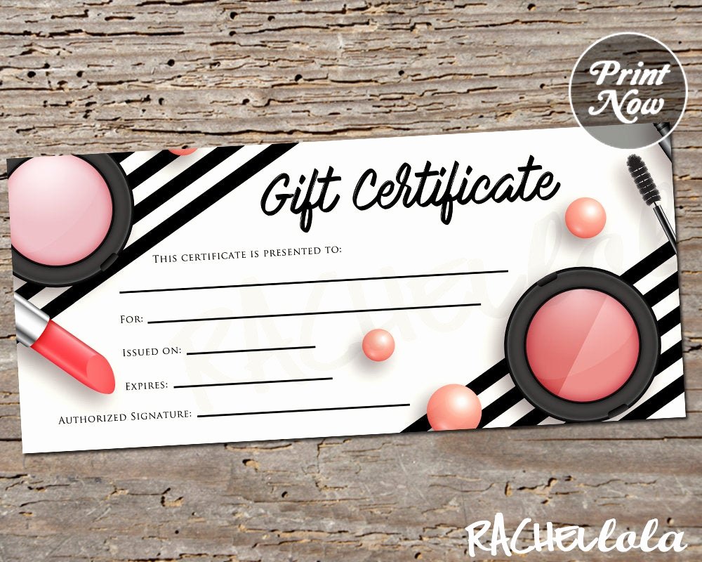 Younique Gift Certificate Template Awesome Makeup Printable Gift Certificate Template Stylist Spring