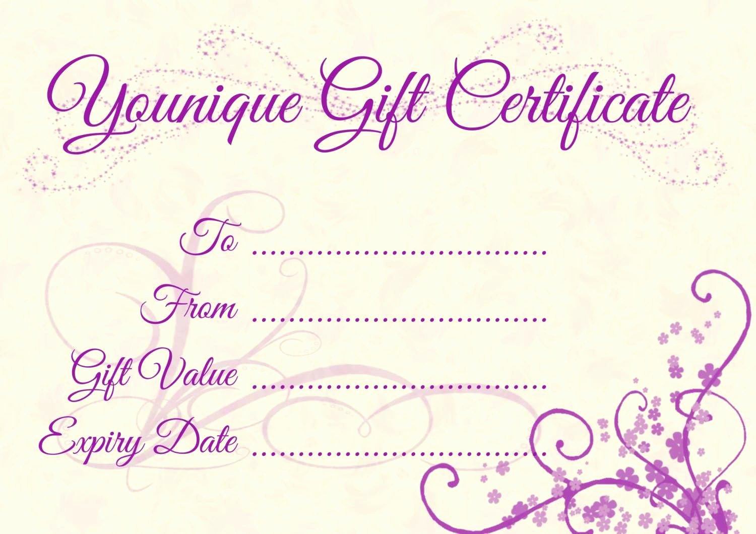 Younique Gift Certificate Template Beautiful Younique Gift Certificate Advanced Younique Gift