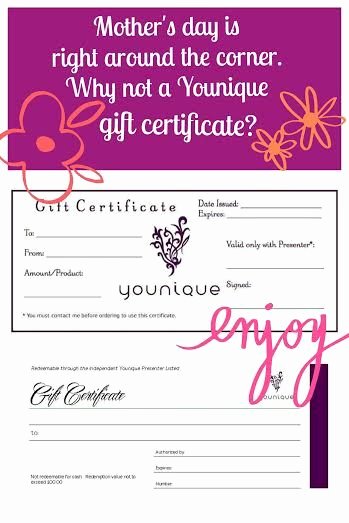 Younique Gift Certificate Template Elegant Younique T Certificates Contact Me to Find Out How to