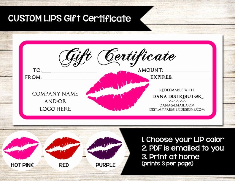 Younique Gift Certificate Template New Lipsense Younique Gift Certificate Coupon Custom
