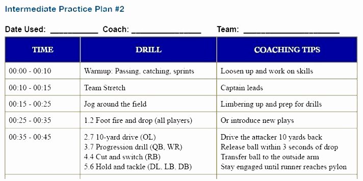 Youth Football Practice Plans Excel Beautiful 12 Youth Football Practice Plans Templates byooy