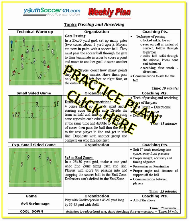 Youth Football Practice Plans Excel Elegant U9 U 10 soccer Practice Plan Passing and Receiving Ball