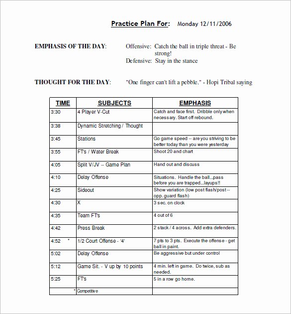 Youth Football Practice Plans Excel Unique 8 Basketball Schedule Templates &amp; Samples Doc Pdf Psd