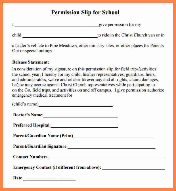Youth Group Permission Slips Elegant 8 Sample Permission Slips