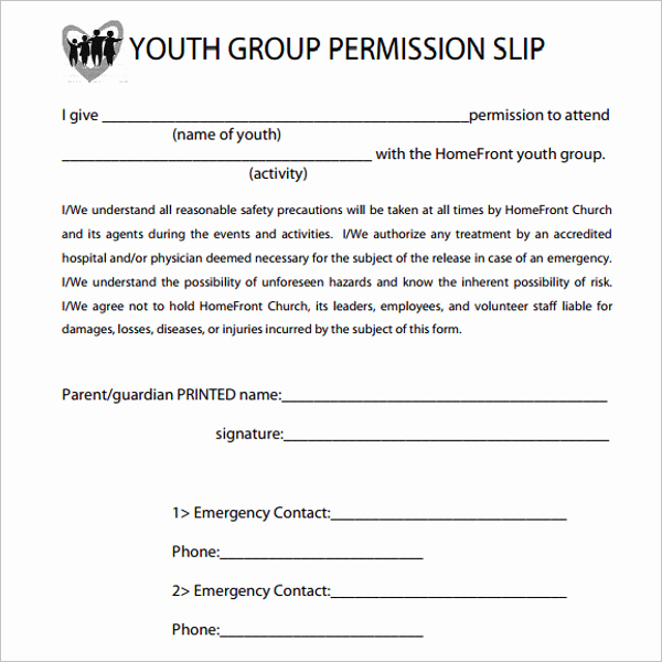 Youth Group Permission Slips Lovely 36 Permission Slip Templates Free Pdf Doc formats