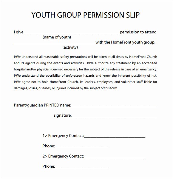 Youth Group Permission Slips Lovely Slip Template 9 Download Free Documents In Pdf Word