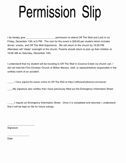 Youth Group Permission Slips Unique 28 Of Simple Youth Permission Slip Template